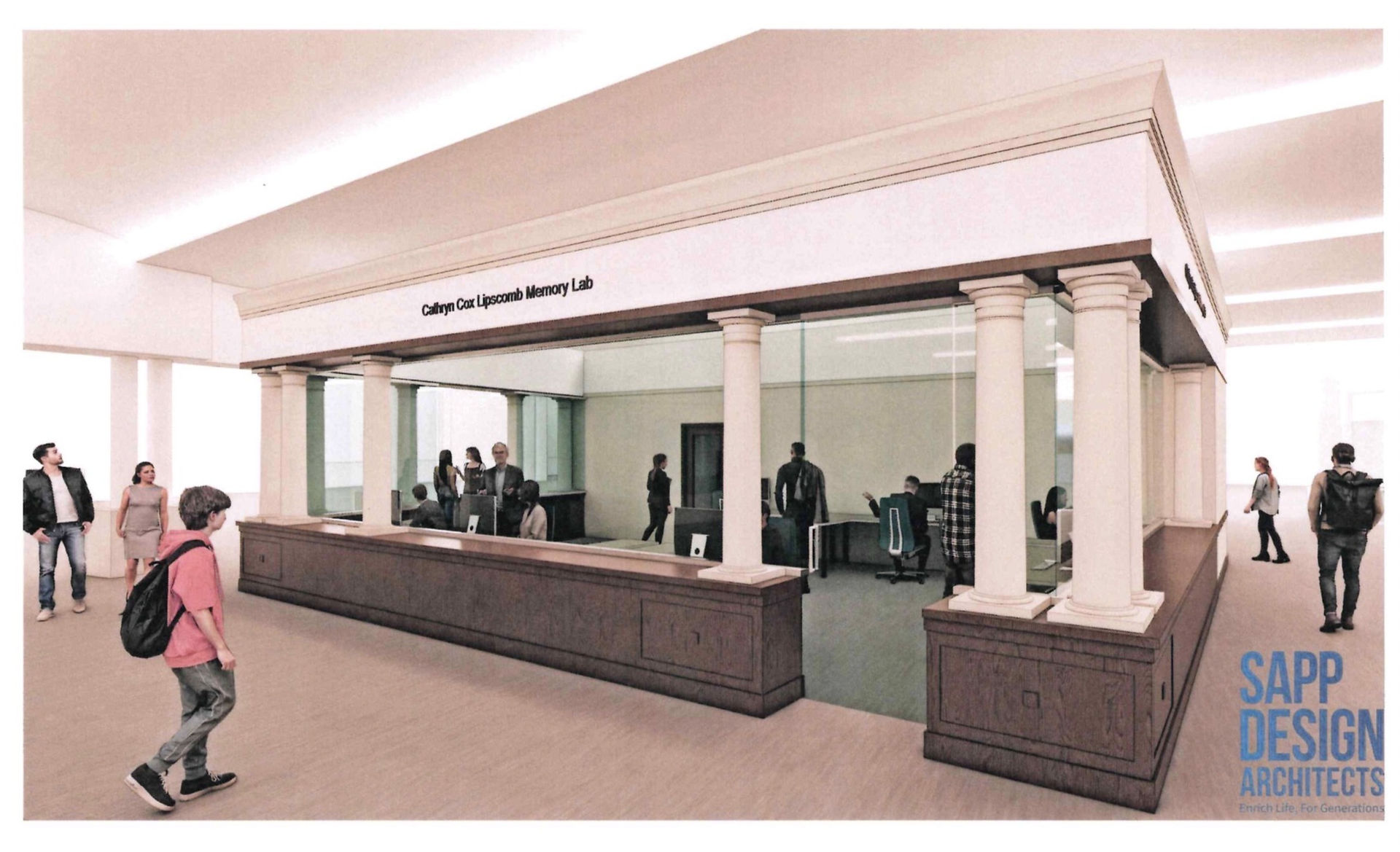 Rendering of the planned Cathryn Cox Lipscomb Memory Lab. Courtesy of Sapp Design Architects.