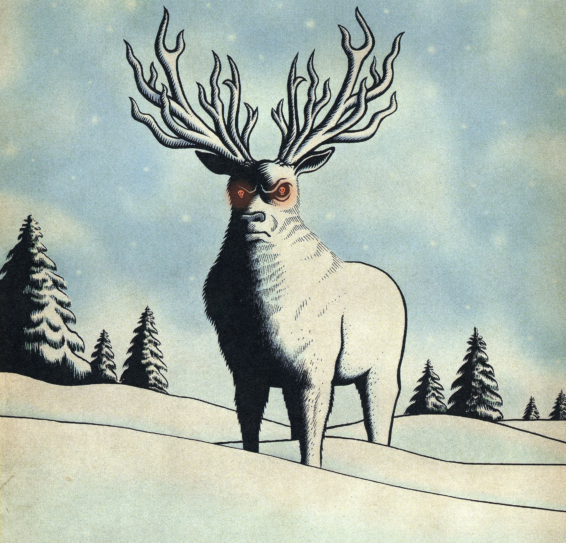 A snawfus in a snowy clearing. Art by Jay Young.