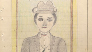 Image from Electric Pencil drawing 95. A portrait of a man in a suit and bowler hat.