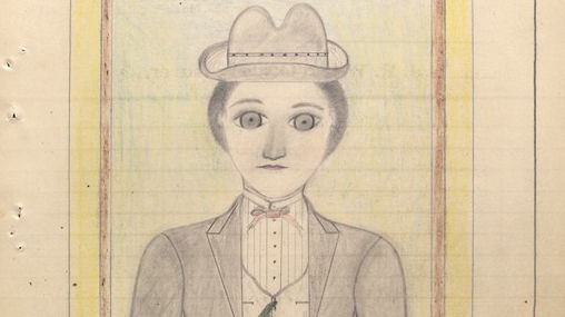 Image from Electric Pencil drawing 95. A portrait of a man in a suit and bowler hat.