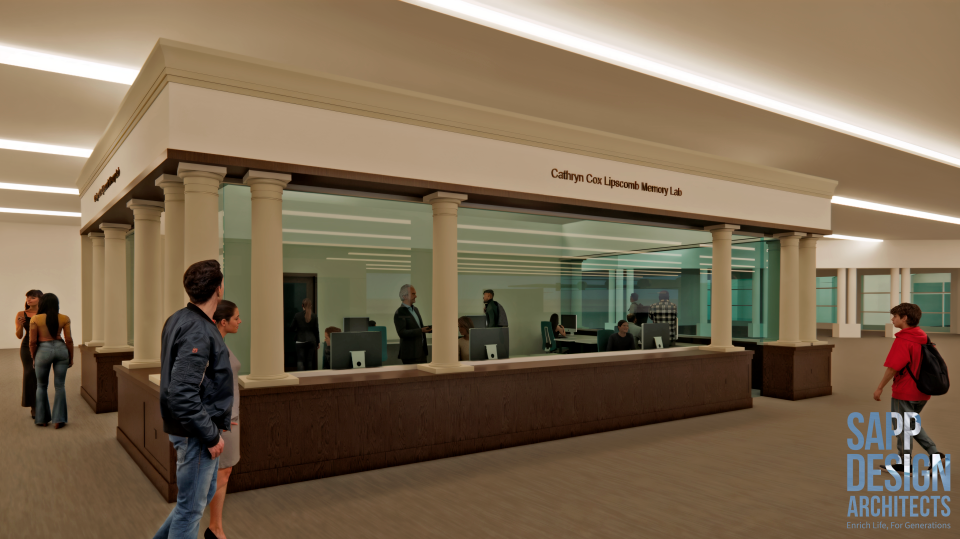 Rendering of the planned Cathryn Cox Lipscomb Memory Lab. Courtesy of Sapp Design Architects.