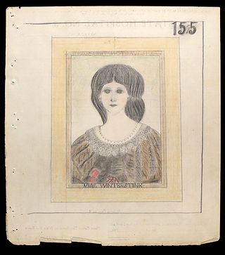 Electric Pencil drawing 155. Portrait of a woman. Text reads "Miss Winterstine."