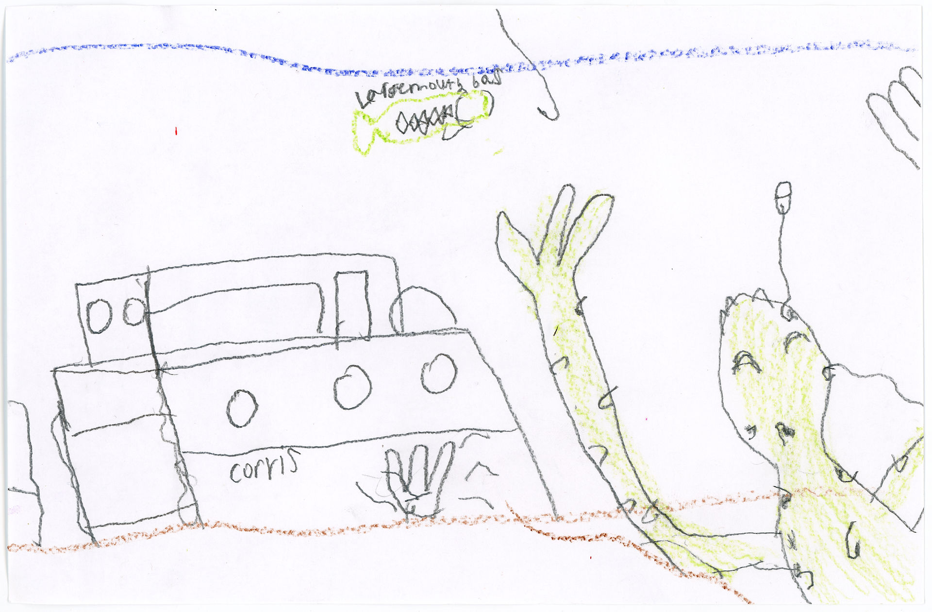 A gollywog lurks in the water. Art by a Young Historians Club attendee.