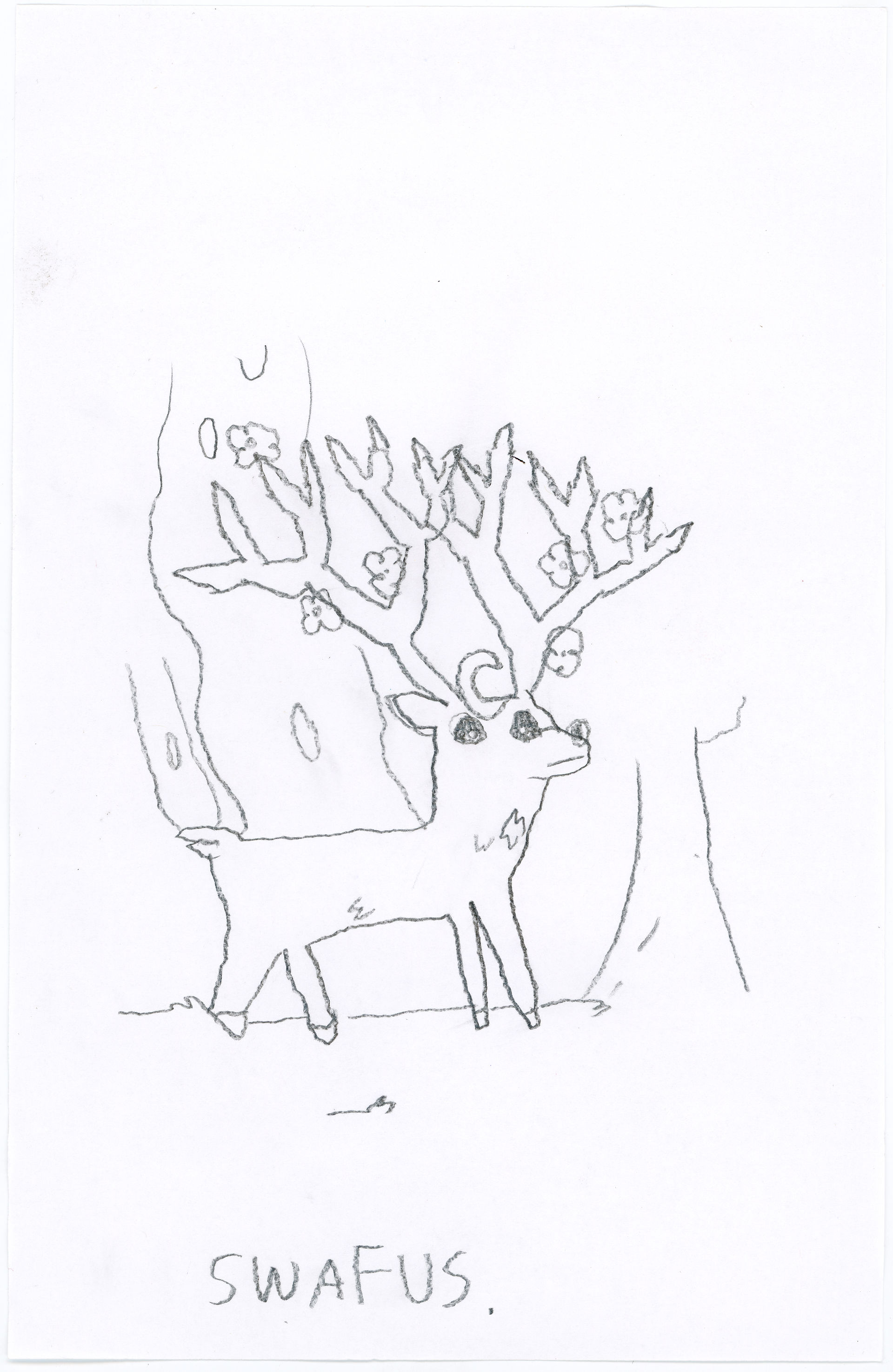 A "swafus" in a woodland setting. Art by a Young Historians Club attendee.