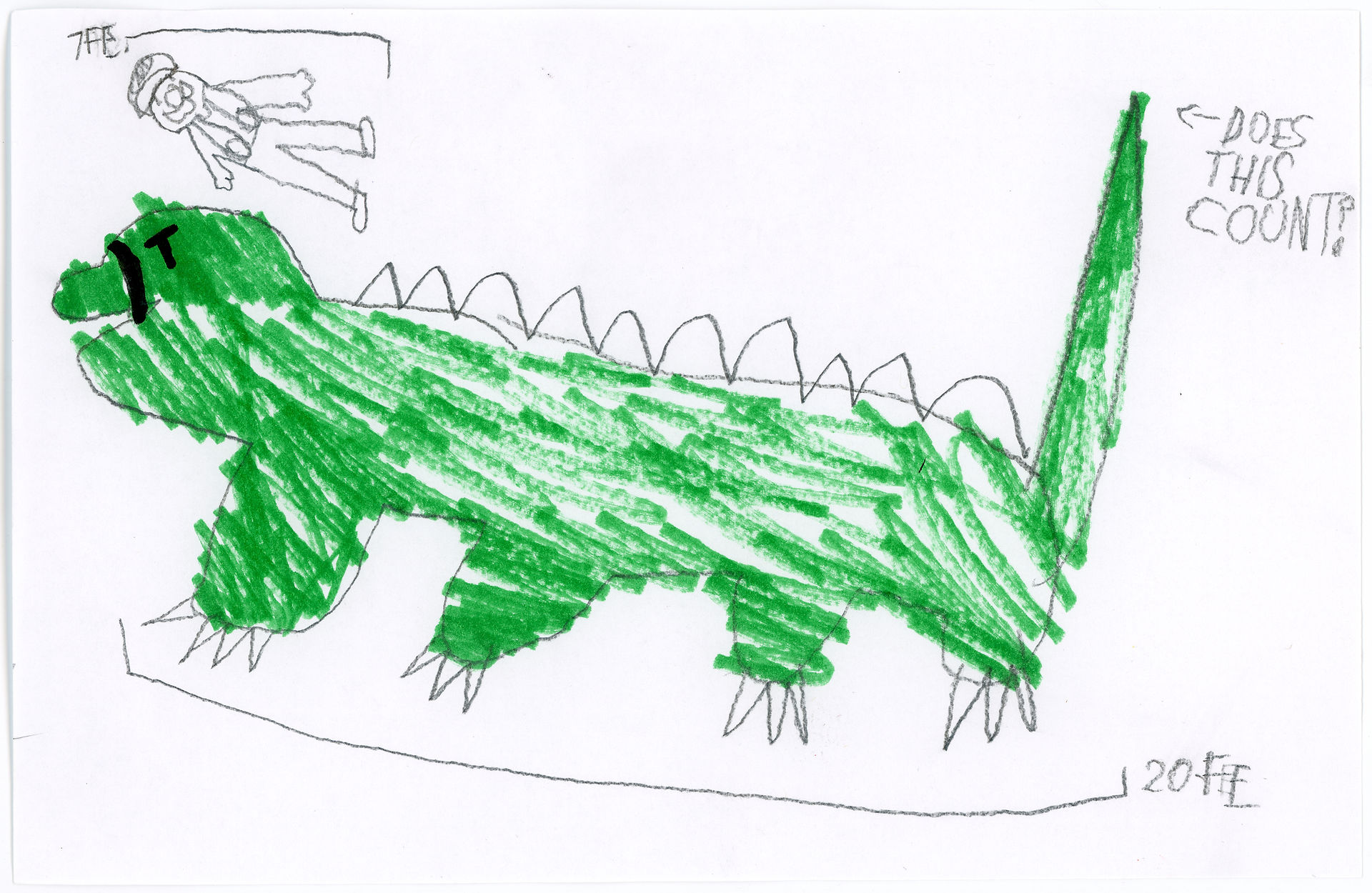 A gowrow with Super Mario for scale. Art by a Young Historians Club attendee.