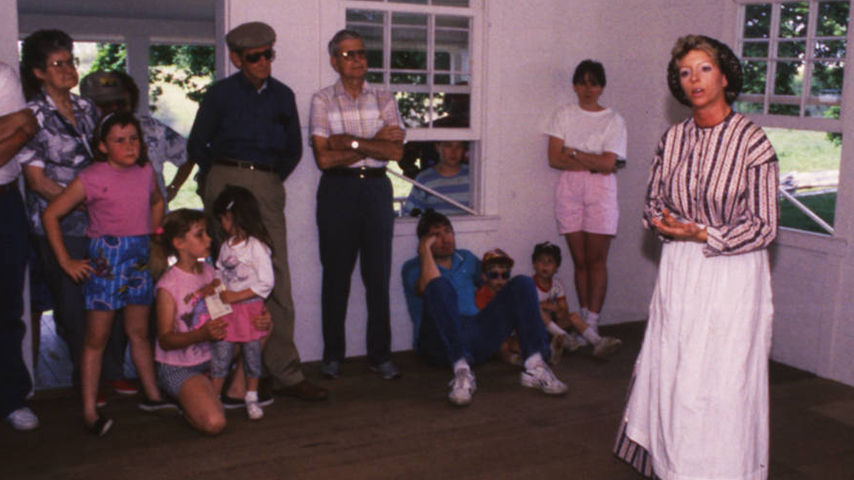 Karen Sweeney portrays Roxanna Ray for visitors in the historic Ray House at Wilson's Creek National Battlefield.