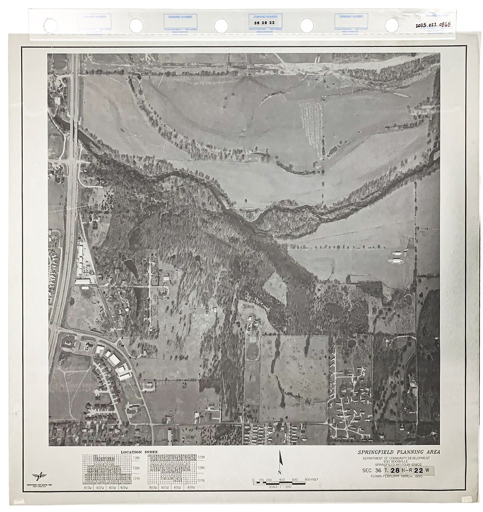 An aerial photograph of part of Springfield, Missouri.