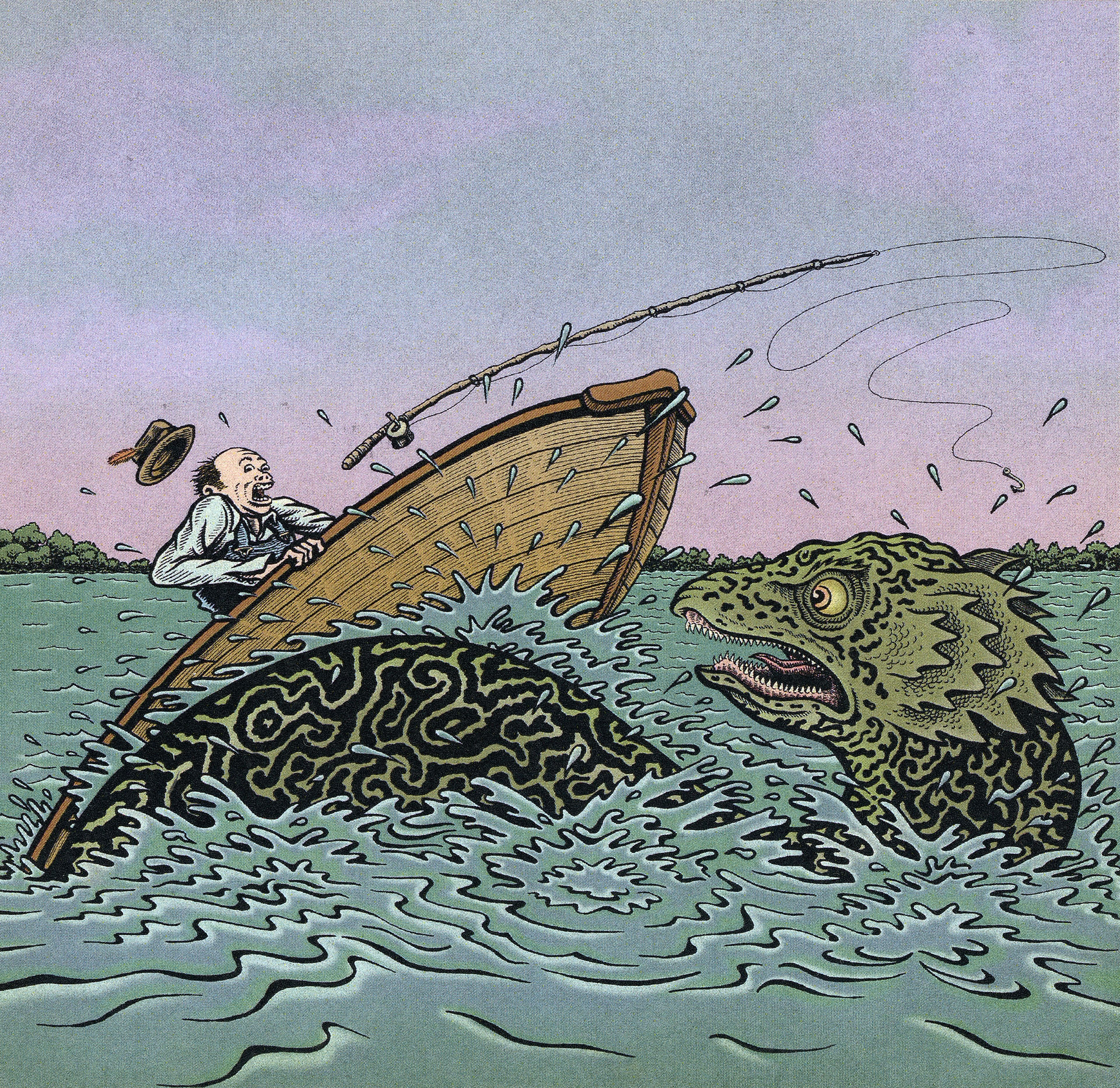 A gollywog causes a fishing boat to pitch. Art by Jay Young.