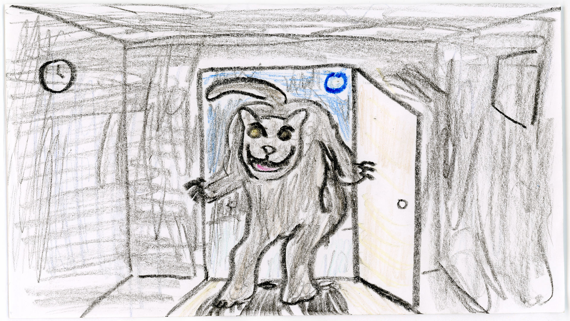 A painter enters a home. Art by an anonymous Library staffer.