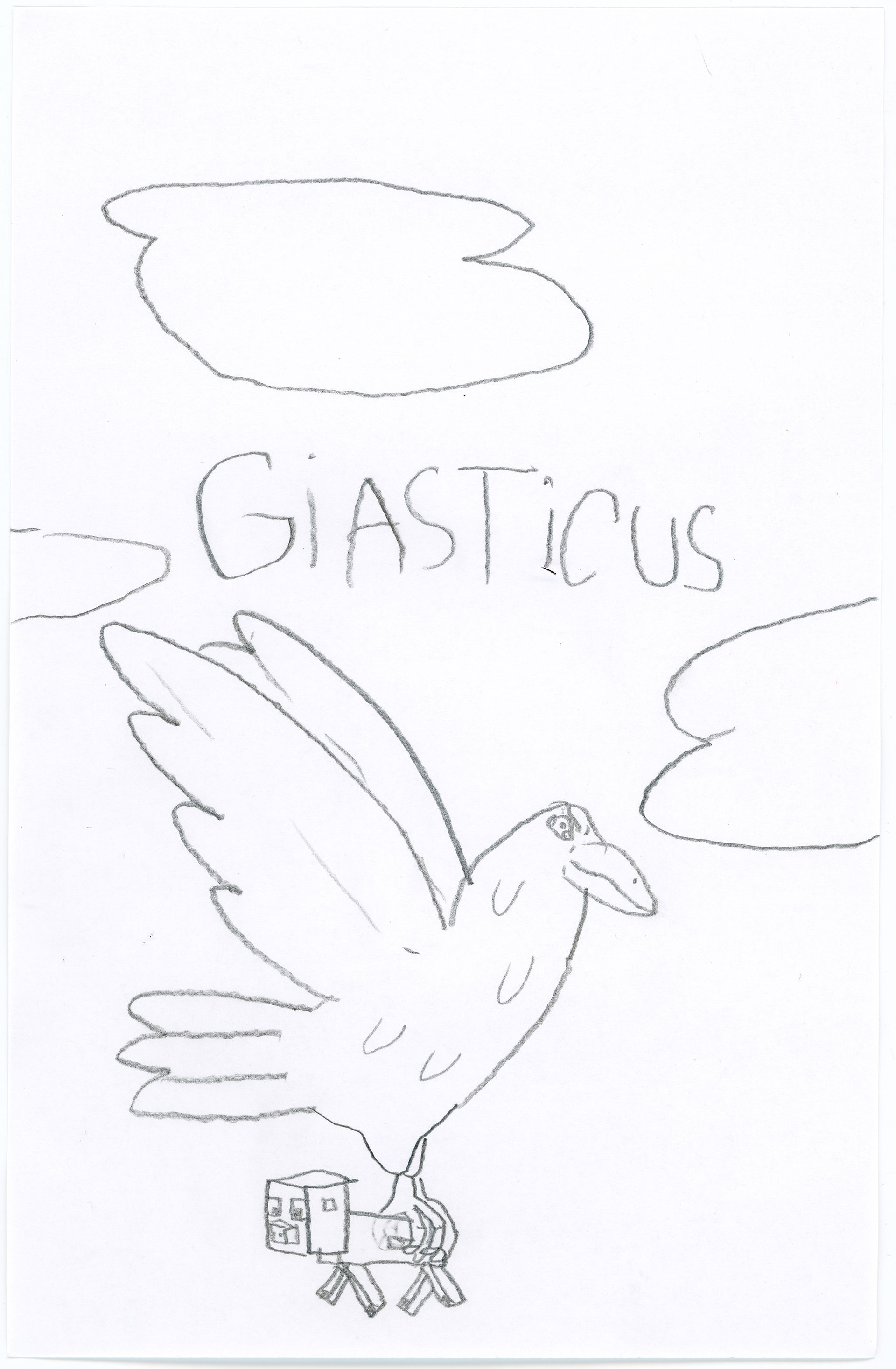 A giasticutus carries off its prey. Art by a Young Historians Club attendee.