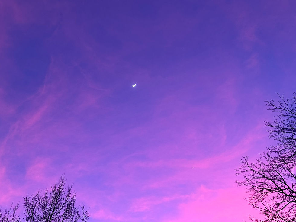 A waning crescent moon 