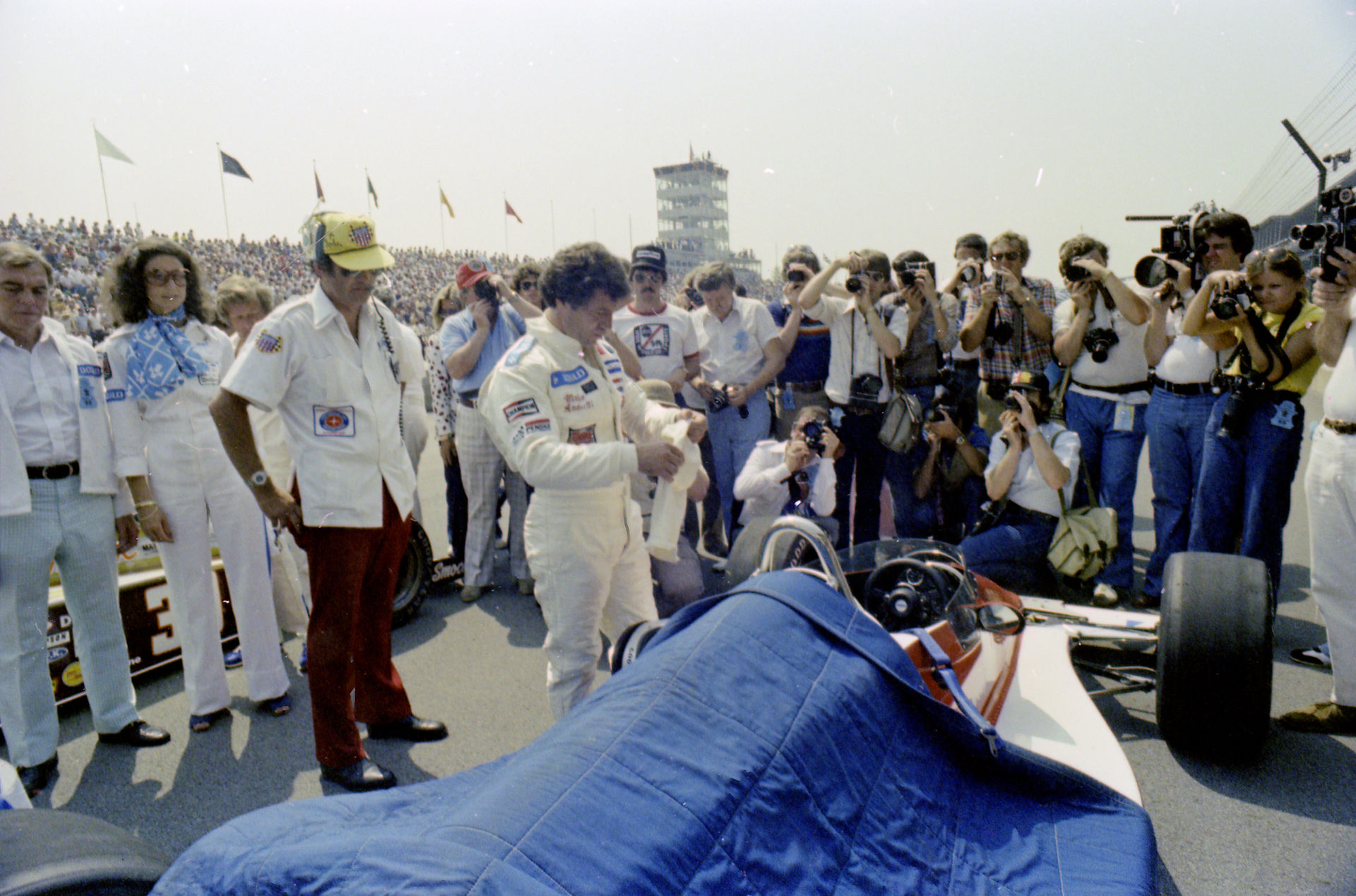 Mario Andretti prepares to start last in 1978 after missing qualifying for a Formula 1 Grand Prix.