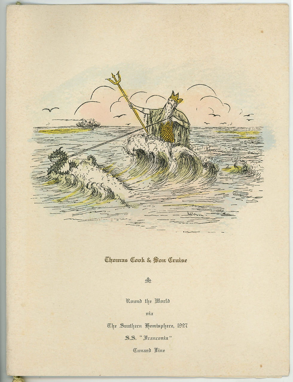 R.M.S. Franconia program for “Neptune’s Scran;” February 8, 1927. World cruises like these enabled early travelers to see multiple continents and countries in one journey. Image Courtesy the Springfield–Greene County Library District, Nell Crane Milligan Collection.