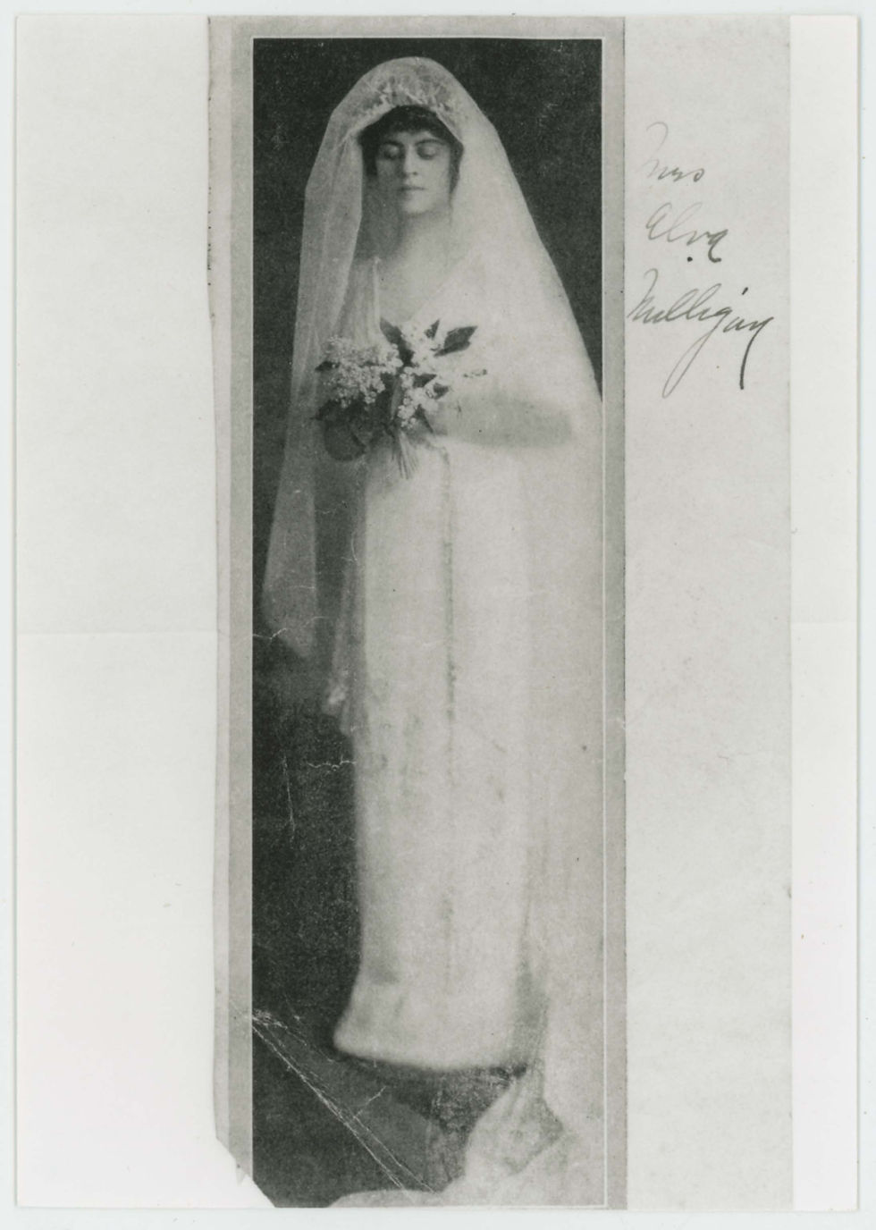 Mrs. Nell Crane Milligan in her wedding gown; April 18, 1901. In the early 1900s, even married women were not issued their own passports. Image Courtesy the Springfield–Greene County Library District, Nell Crane Milligan Collection.