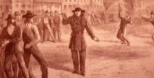 Drawing of Hickok shooting Tutt