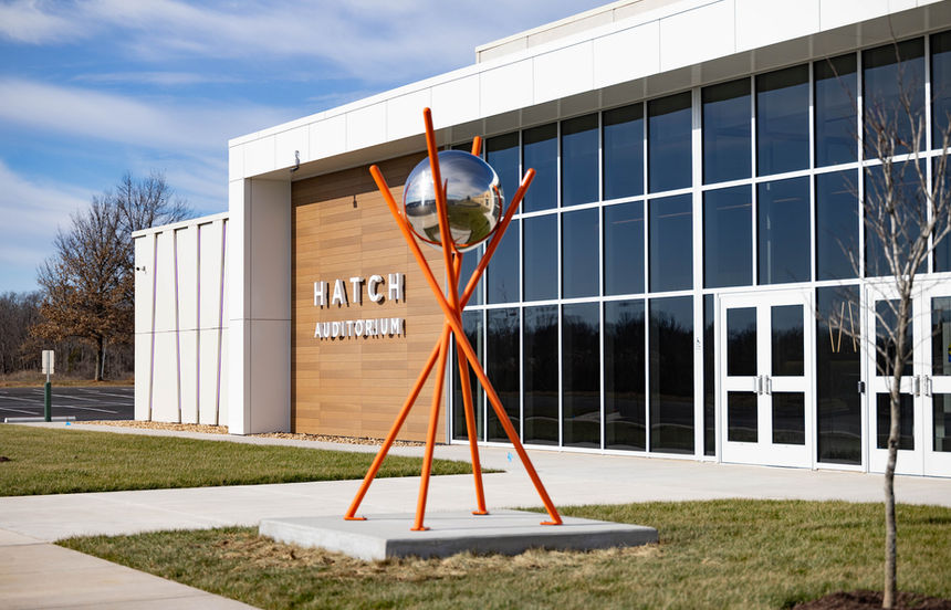 Sculpture in front of Hatch Auditorium