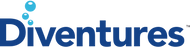 Diventures logo that links to companies website with text: Diventures and above the letter i is 3 blue bubbles