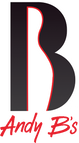 Andy B's logo that links to companies website with text: Andy B's below a large letter B that has a half cut out of a bowling pin in the middle of the letter.