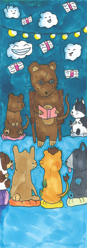 Animals being read to.